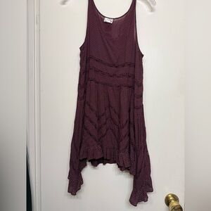Intimately Free People Polka Dot Lace Trim Slip Dress – Burgundy (Small)